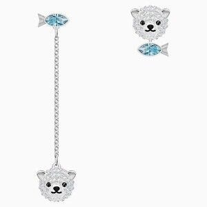 Swarovski 5488192 Cute Polar Bear Fish Pierced Earrings Blue Clear Crystal $195